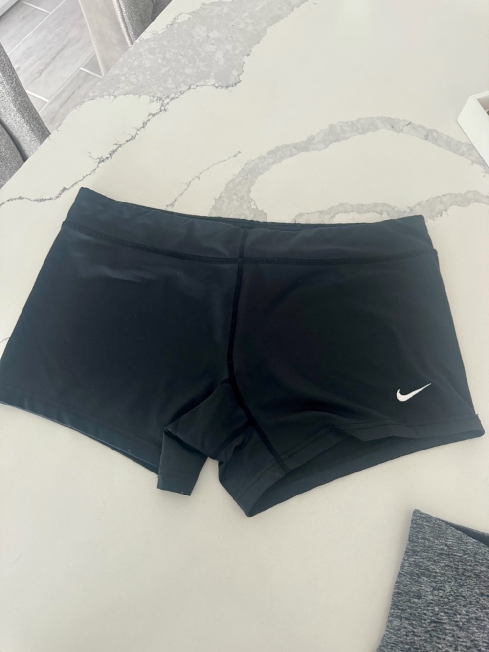 Nike Women's Black Compression Bike Shorts with White Swoosh